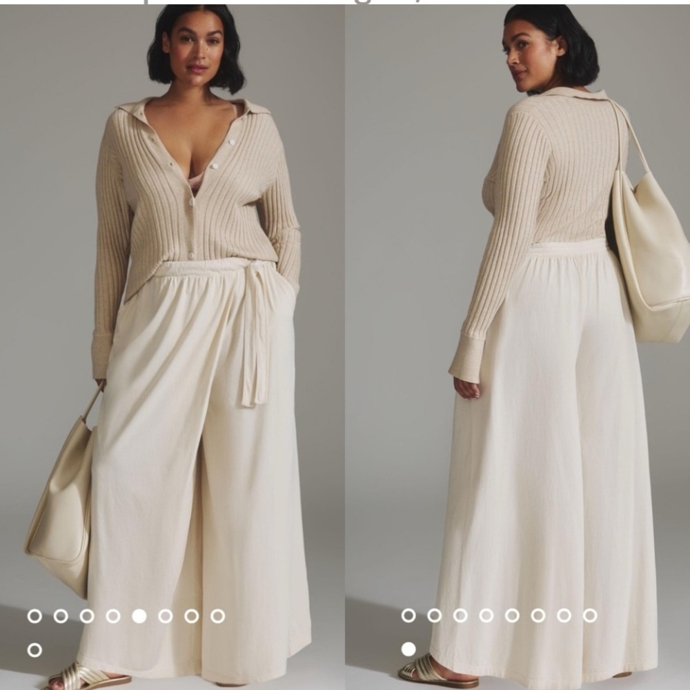 DAILY PRACTICE by
Anthropologie Wide-Leg Wrap Pants Cream Ivory Women's Size XXS